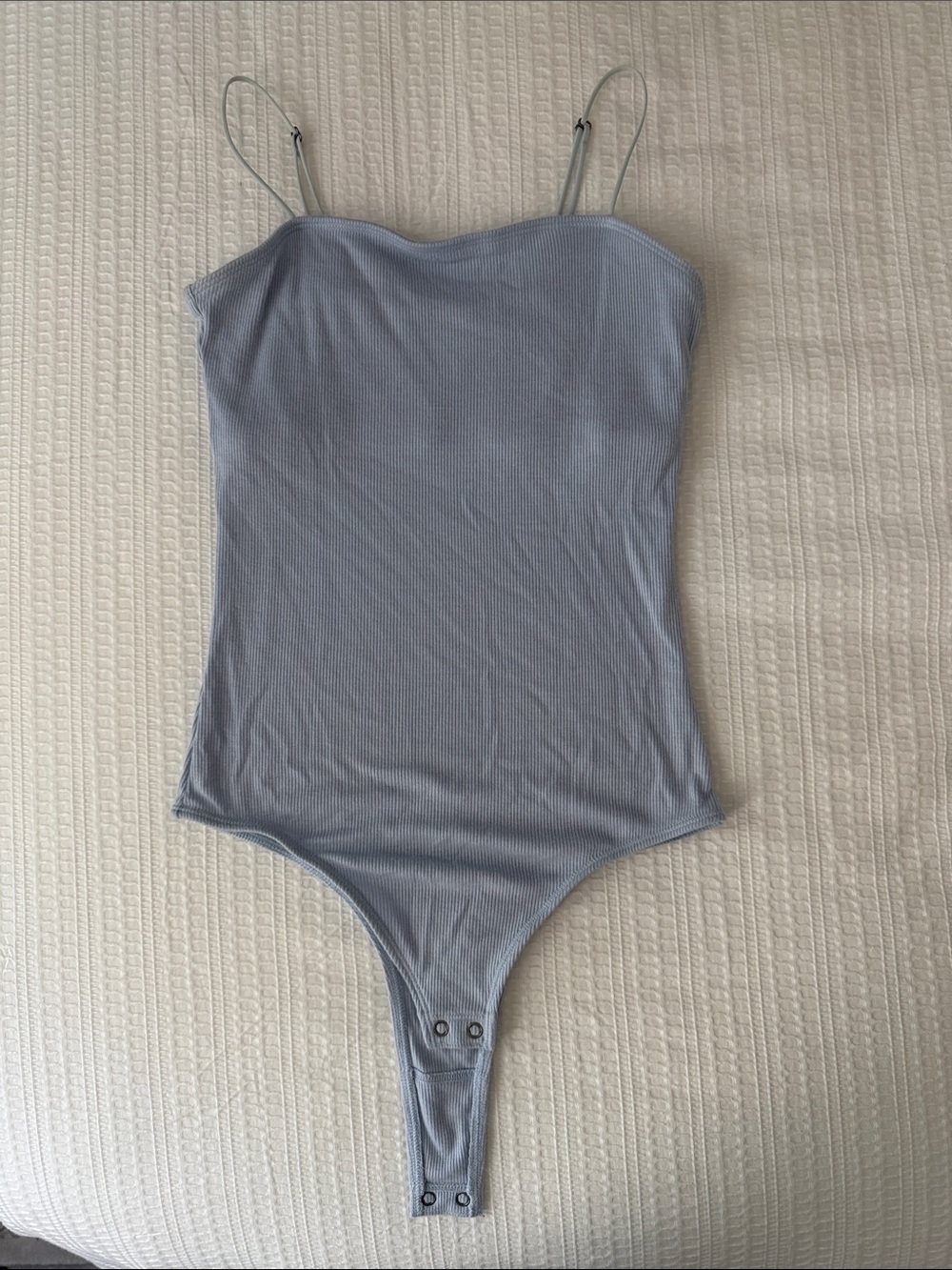 Thin strap light blue body suit